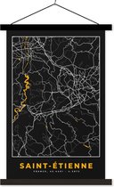 Porte-affiche avec affiche - Affiche scolaire - Carte - Carte - France - Saint-Étienne - Plan de la ville - 60x90 cm - Lattes noires