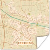 Poster België - Kaart - Stadskaart - Plattegrond - Izegem - 75x75 cm