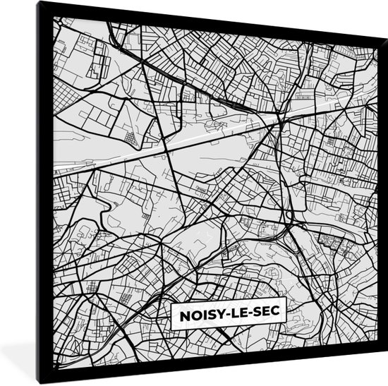 Fotolijst incl. Poster - Kaart - Stadskaart - Noisy-le-Sec - Plattegrond - Frankrijk - 40x40 cm - Posterlijst
