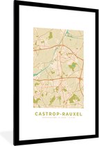 Fotolijst incl. Poster - Plattegrond - Castrop-Rauxel - Kaart - Stadskaart - Vintage - 60x90 cm - Posterlijst