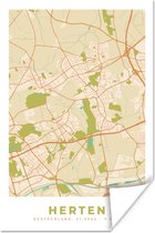Poster Stadskaart - Herten - Kaart - Vintage - Plattegrond - 120x180 cm XXL