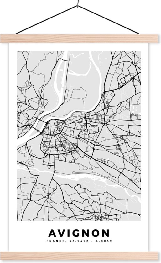 Porte-affiche avec affiche - Affiche scolaire - France - Carte - Carte - Avignon - Plan de la ville - 60x90 cm - lattes vierges