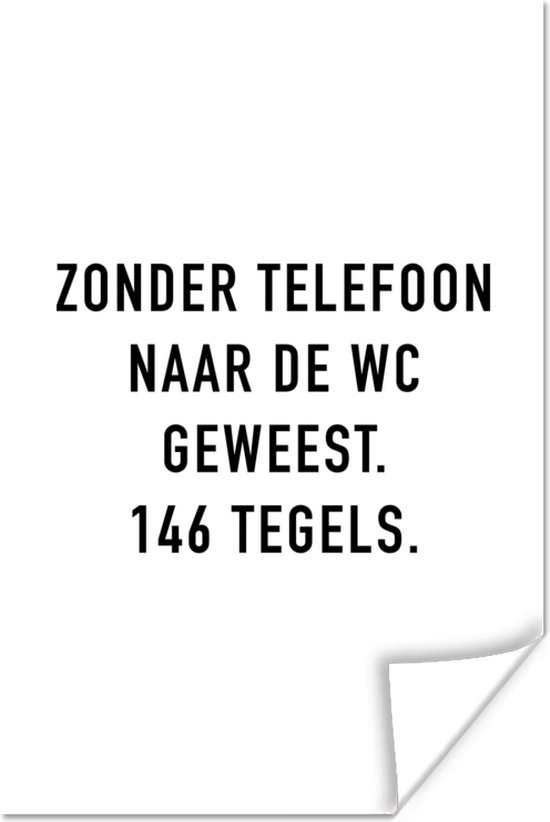 Poster Spreuken - Quotes - Zonder telefoon naar de wc geweest. 146 tegels. - Tegels - 20x30 cm