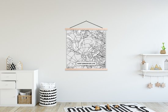 Porte-affiche avec affiche - Affiche scolaire - Plan d'étage - Carte - Plan de ville - France - Saint-Germain-en-Laye - 120x120 cm - lattes vierges