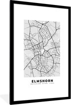 Fotolijst incl. Poster - Duitsland - Stadskaart - Plattegrond - Elmshorn - Kaart - 80x120 cm - Posterlijst