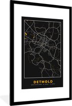 Fotolijst incl. Poster - Goud – Duitsland – Plattegrond – Gold – Stadskaart – Kaart – Detmold - 80x120 cm - Posterlijst