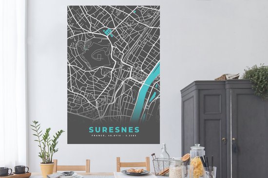 Affiche Suresnes - Carte - Plan - Plan de ville - France - 120x180 cm XXL