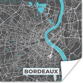Poster Bordeaux - Frankrijk - Plattegrond - Kaart - Stadskaart - 100x100 cm XXL