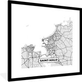 Fotolijst incl. Poster - Frankrijk – Plattegrond – Kaart – Saint-Malo – Stadskaart - 40x40 cm - Posterlijst