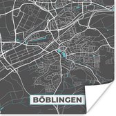 Poster Böblingen – Stadskaart – Blauw – Plattegrond – Stadskaart – Kaart - Duitsland - 75x75 cm