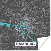 Poster Stadskaart – Hamburg – Duitsland – Plattegrond – Kaart - 100x100 cm XXL