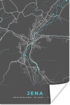 Poster Stadskaart – Kaart – Jena – Blauw – Duitsland – Plattegrond - 60x90 cm