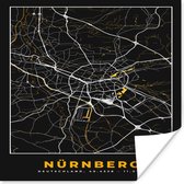 Poster Neurenberg - Stadskaart - Plattegrond - Kaart - Goud - Duitsland - 75x75 cm
