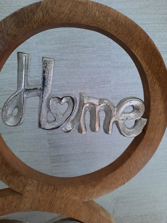 decoratiestuk home love 40cm hoog hout aluminium  liefde valentijn geluk huis love
