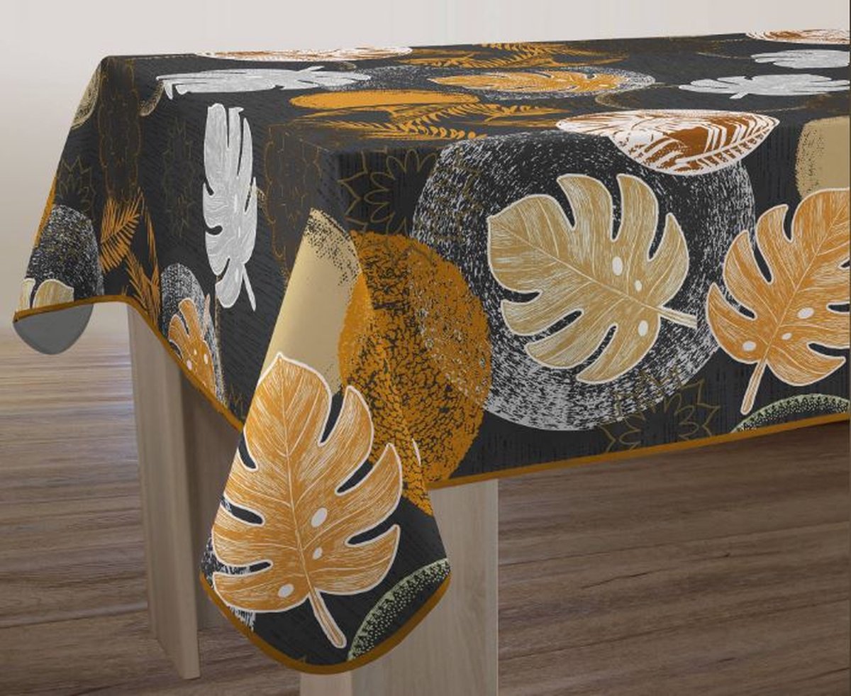 Tafelkleed anti-vlek Tropical noir 350 x 150 cm Tafellaken - Decoratieve Tafel Accessoires - Woonkamer Decoratie - Bonne et Plus®