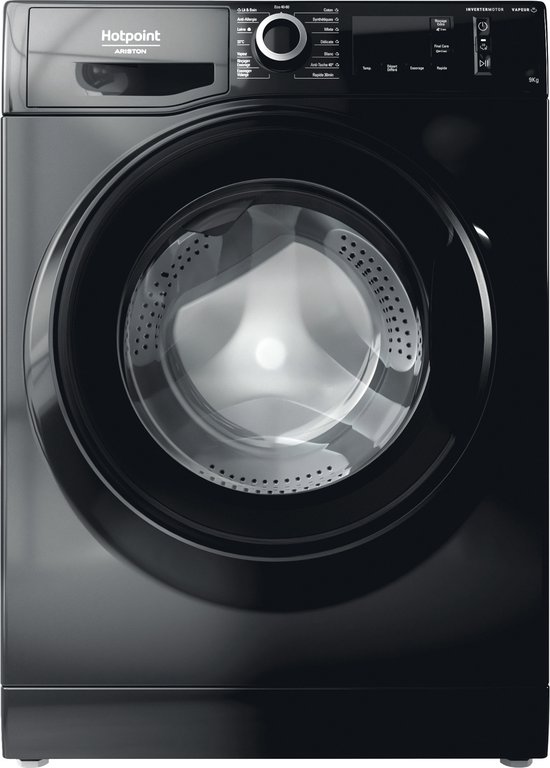 Wasmachine: Hotpoint NM11823BKFRN Natis frontwasmachine - 9 kg - 1200 tpm - Zwart, van het merk Hotpoint-Ariston