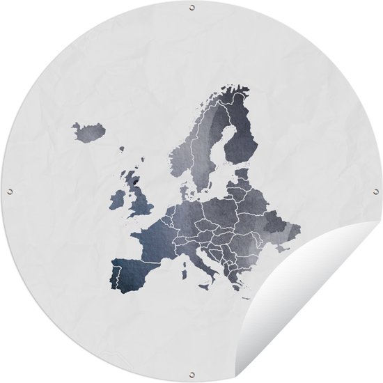 Tuincirkel Europa - Kaart - Aquarel - Grijs - Ronde Tuinposter - Buiten