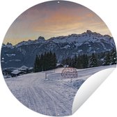 Garden Circle Snow - Berg - Alpes - 120x120 cm - Affiche de Jardin Ronde - Extérieur - XXL