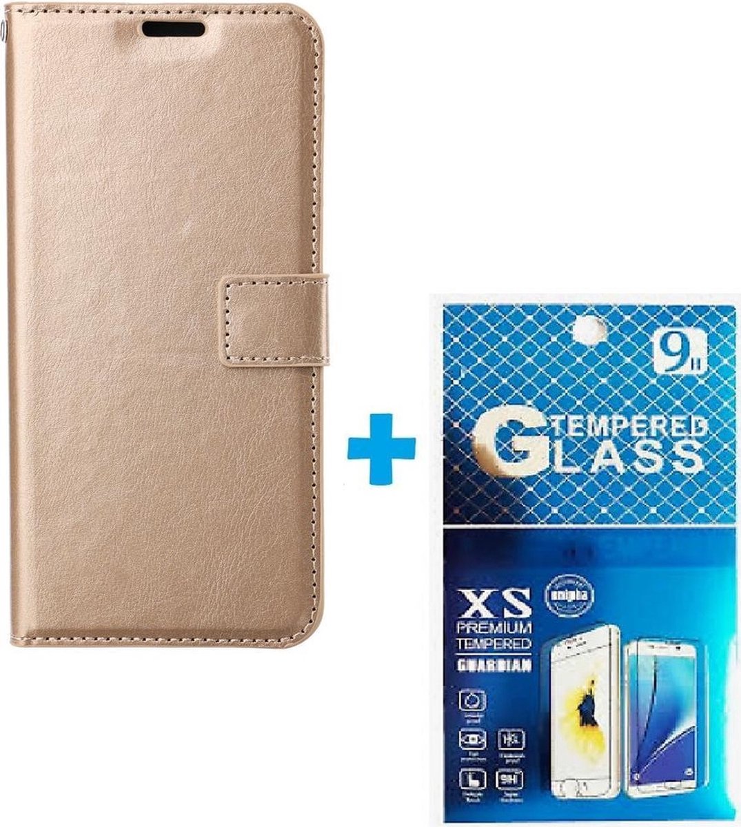 Portemonnee Bookcase Hoesje + 2 Pack Glas Geschikt voor: Samsung Galaxy A33 5G A336 - goud