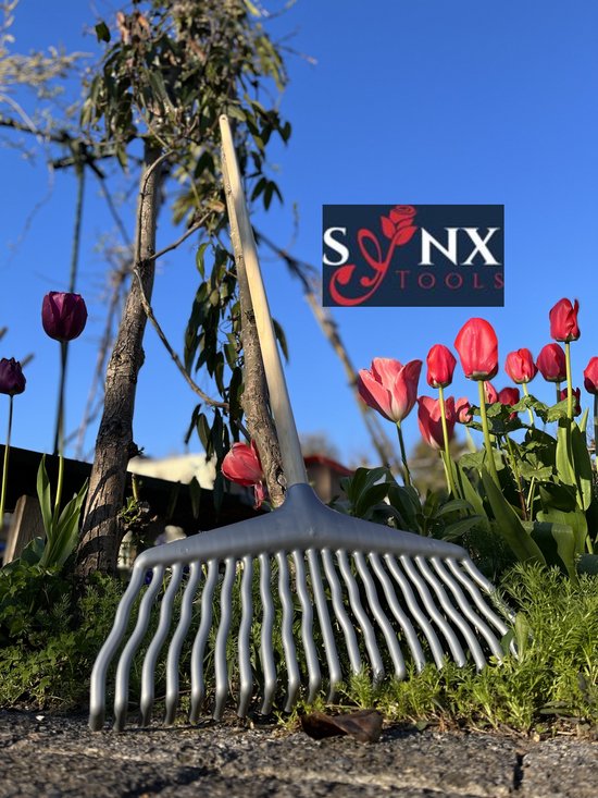 Synx Tools Gazonhark bladhark 21 Tanden Hark - Harken - Kunststof Grijs / Zwart - Gazon - Tuinhark Met steel 120cm van Synx Tools — afbeelding 3