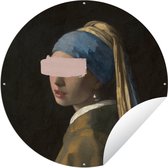 Tuincirkel Meisje met de parel - Vermeer - Kunst - 90x90 cm - Ronde Tuinposter - Buiten