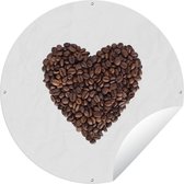 Tuincirkel Hart gemaakt van koffiebonen - 120x120 cm - Ronde Tuinposter - Buiten XXL / Groot formaat!