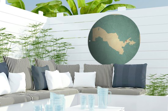Garden Circle une carte de l'Ouzbékistan et de Tachkent - 60x60 cm - Affiche Ronde de Jardin - Extérieur
