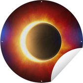 Tuincirkel Zonsverduistering met gloeiende zon - 150x150 cm - Ronde Tuinposter - Buiten