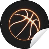 Tuincirkel Een illustratie van een lichtgevende basketbal - 150x150 cm - Ronde Tuinposter - Buiten