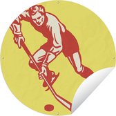 Tuincirkel Een gespierde illustratie van een dribbelende ijshockeyspeler - 150x150 cm - Ronde Tuinposter - Buiten