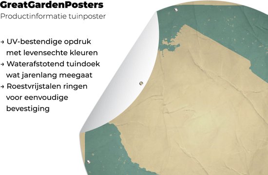 Tuincirkel Een illustratie van Tanzania op oud papier - 60x60 cm - Ronde Tuinposter - Buiten