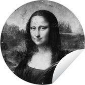 Tuincirkel Mona Lisa - Leonardo da Vinci - Zwart - Wit - 150x150 cm - Ronde Tuinposter - Buiten