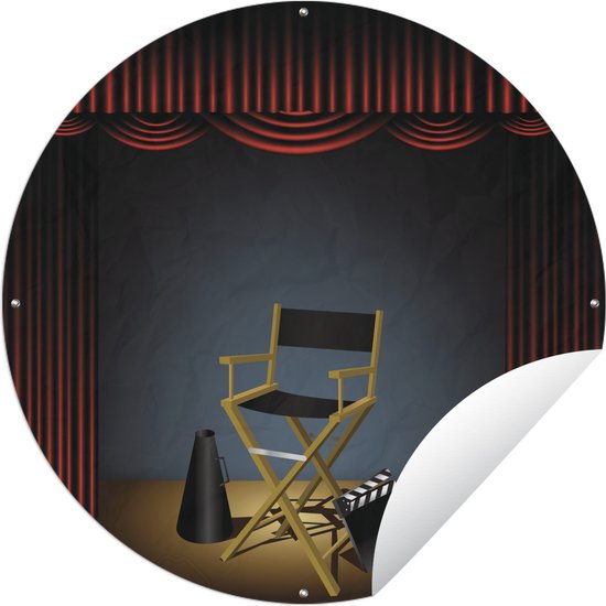 Tuincirkel Een illustratie van een stoel van de regisseur in Hollywood - 60x60 cm - Ronde Tuinposter - Buiten