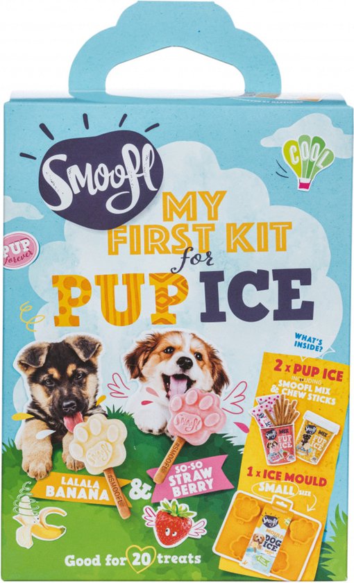 Smoofl Starter Kit (Puppy) - Aardbei en Banaan + IJsvorm voor 5 hondenijsjes