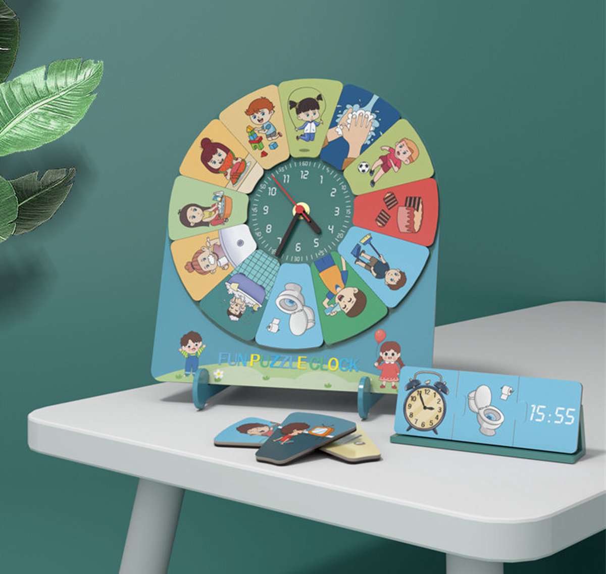 Dagplanner Puzzel Klok voor Kinderen - Montessori Speelgoed - Houten Leerklok - Zindelijkheidstraining kind