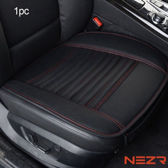 Nezr® Autostoelhoes Universeel Voorkant 1 stuk - Leer - Auto Accessoires - Autohoes - Autostoel beschermer - Zwart/Rood
