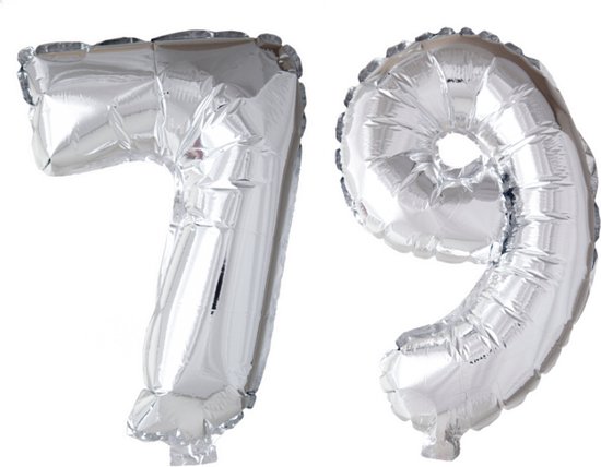 Folieballon 79 jaar Zilver 66cm