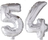 Folieballon 54 jaar Zilver 66cm