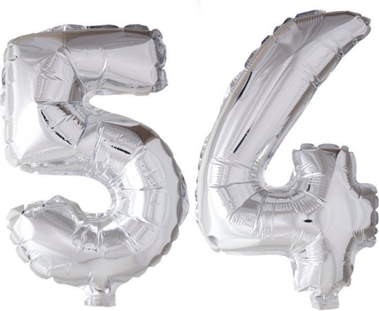 Folieballon 54 jaar Zilver 66cm