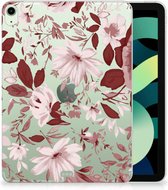 Hoesje iPad Air (2020/2022) 10.9 inch Silicone Tablet Hoes Design Watercolor Flowers met transparant zijkanten