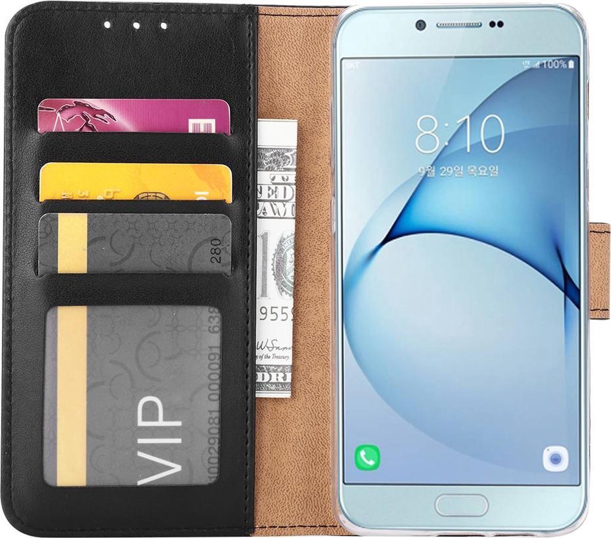 YT Samsung Galaxy S5 / S5 Neo / S5 Plus portemonnee hoesje / geschikt voor 3 pasjes Zwart