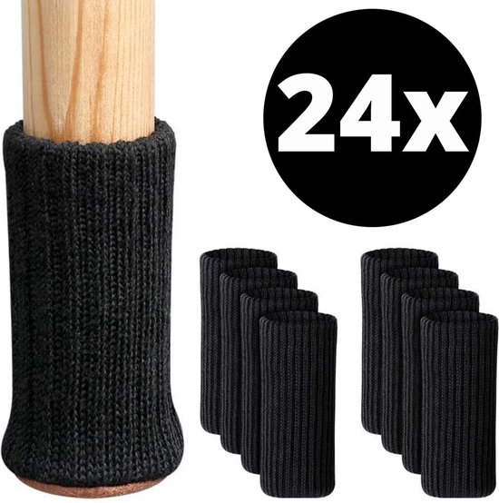 Cache-jambes pour chaises - Protection du sol - 24 pièces - Tissu - Zwart  -... | bol.com