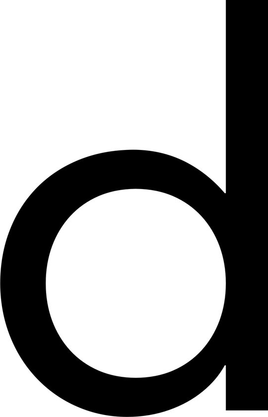zwart modern letter d - 25 cm