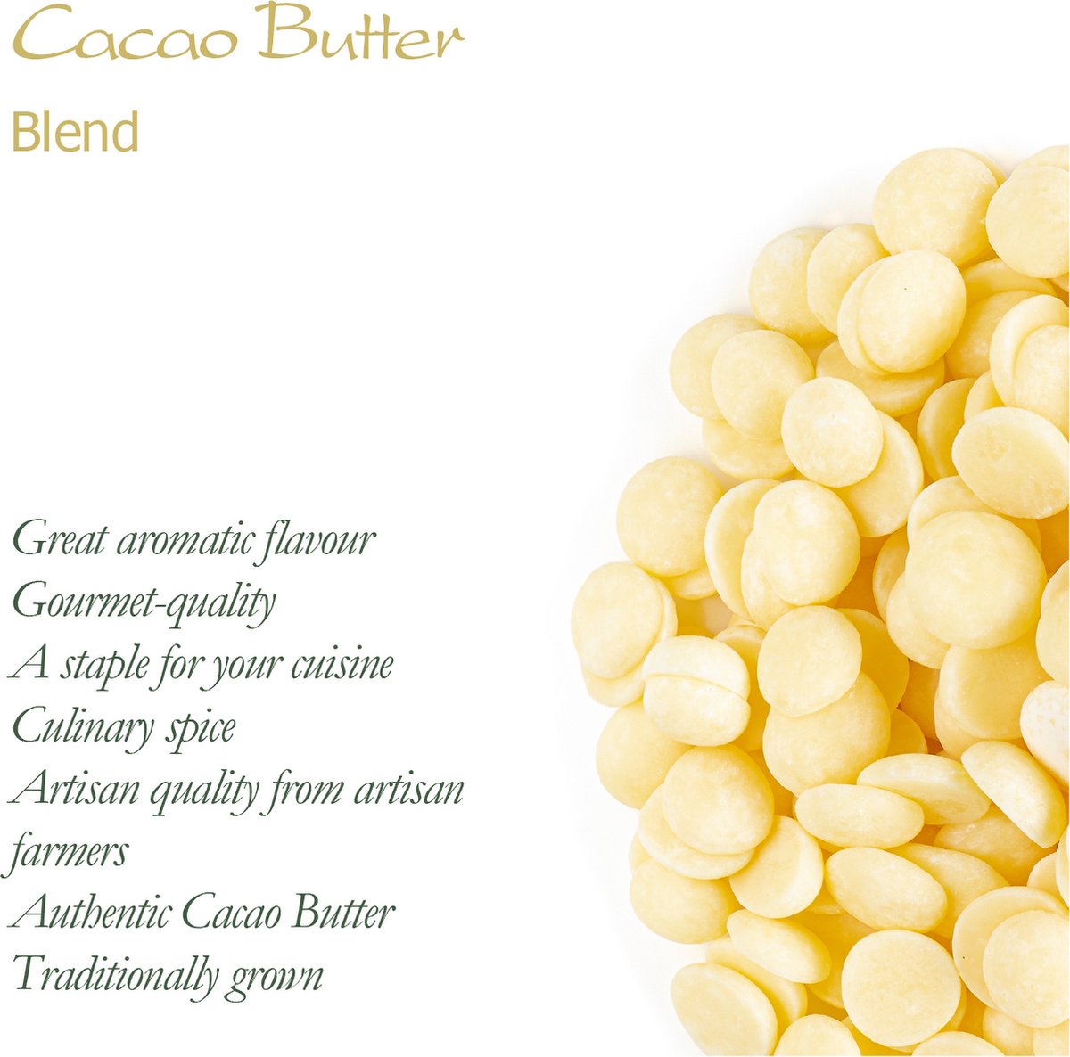 Cacaoboter Food Grade Organic - cacaoboter chips rauw om mee te bakken Cacaoboter is een van de belangrijkste ingrediënten van 's werelds favoriete zoetigheid - chocolade