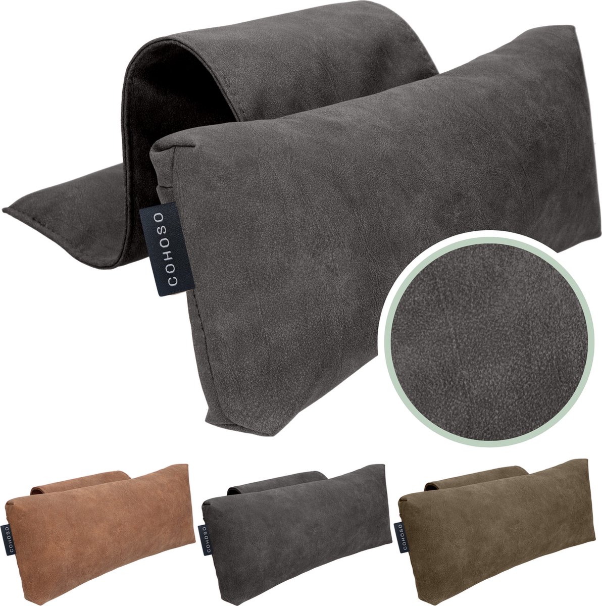 Goedkoopste Cohoso® Handgemaakt Ergonomisch Rugkussen onderrug - Rugsteun - Lendensteun - Lendekussen - Sta op stoel - Kussen relaxstoel - Bureaustoel - Lendesteun - lendenkussen - XL - auto - zitstoel – Orthopedisch - Rugklachten - Thuiswerken - Antraciet