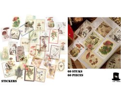 Bob Online ™ - 60 Stuks/Pak – Retro Bos Washi Papier Postzegel Stickers – DIY Decoratieve Washi Postzegels - Retro Postzegels Washi Papier Stickers – Washi Paper Woodlands Stamp – Scrapbooking Postzegels – Journal Washi Postzegel Stickers