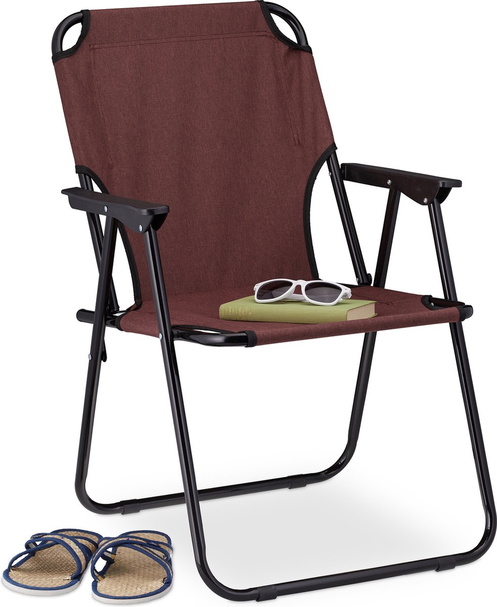 Relaxdays campingstoel - klapstoel camping - strandstoel - inklapbare tuinstoel - balkon - rood