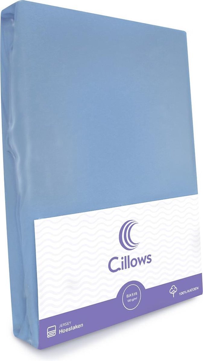Cillows Jersey Hoeslaken - Hoeslaken 90x220 - 100% katoen - Licht Blauw