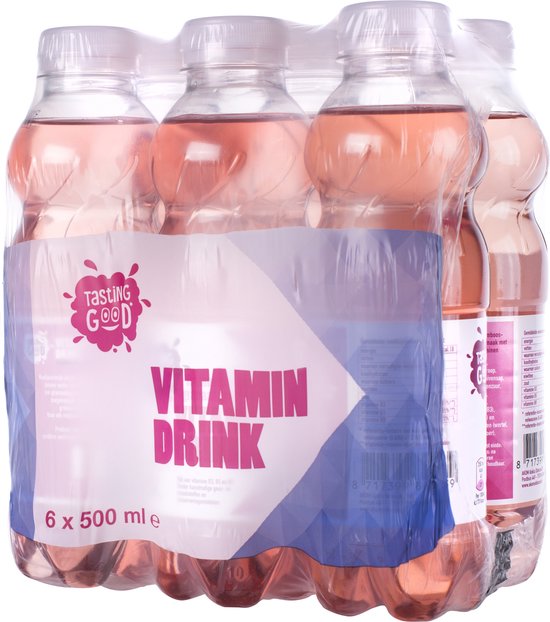 Foto: Tasting good vitamin drink framboos granaatappel pet fles 6x50 cl