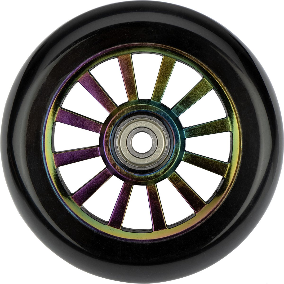Afbeelding 2 van Black Dragon Stuntstep Wielen Set - Spoked Plastic - Neo Chrome